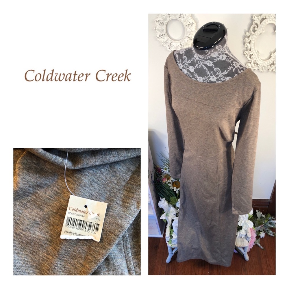Like new Coldwater Creek Heather Ponte Tan Dress
